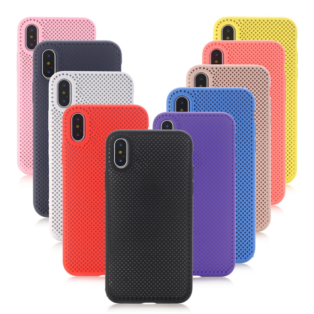 

Case for IPhone XR Intelligent Heat Dissipation Phone Case for Iphone 7 6 6S 8 Plus XS MAX Soft Silicone Hollow Mesh Back Cover