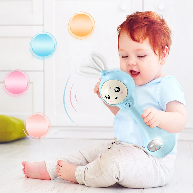 Новинка 2019 года ребенок кролик Форма Прорезыватель с погремушкой игрушка музыка играет колокольчики игрушечные лошадки