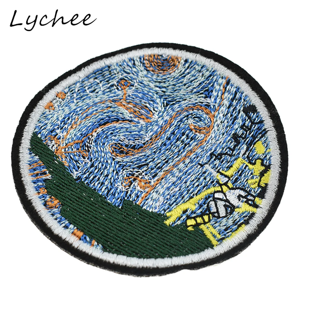 Lychee 3 шт. винтажные абстрактные картины Ван Гога вышивка патч с клеем DIY сумка для одежды Декор аппликация