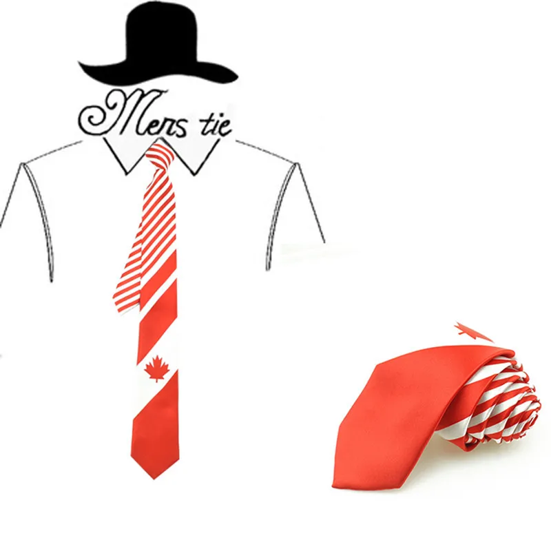 Red Ties Canada flag Casual Polyester neckties Classic Men`s Necktie