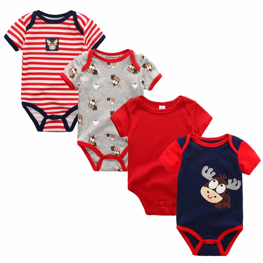 

4pcs/lot Newborn short sleeve baby boy girl Bodysuits summer baby junmpsuit baby boy girl clothes