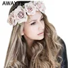 Women Handmade Gradient Rose Flower Wreath Vintage Crown