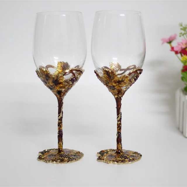 colored enamel wedding glasses crystal drinking glasses set toasting