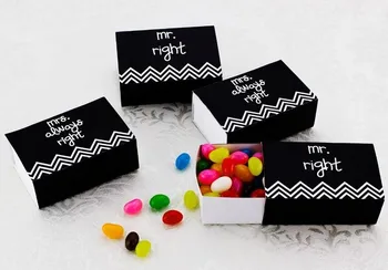 

Free Shipping 100pcs/lot Wedding Mr Right&Mrs Always Right Favor Box Small Party Candy Box Chocolates box
