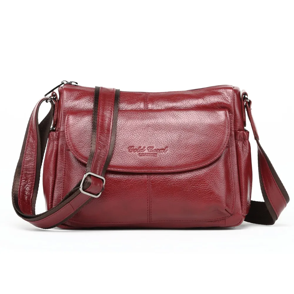 Сумка на плечо женская из натуральной кожи кораллового цвета 2018|messenger bags for