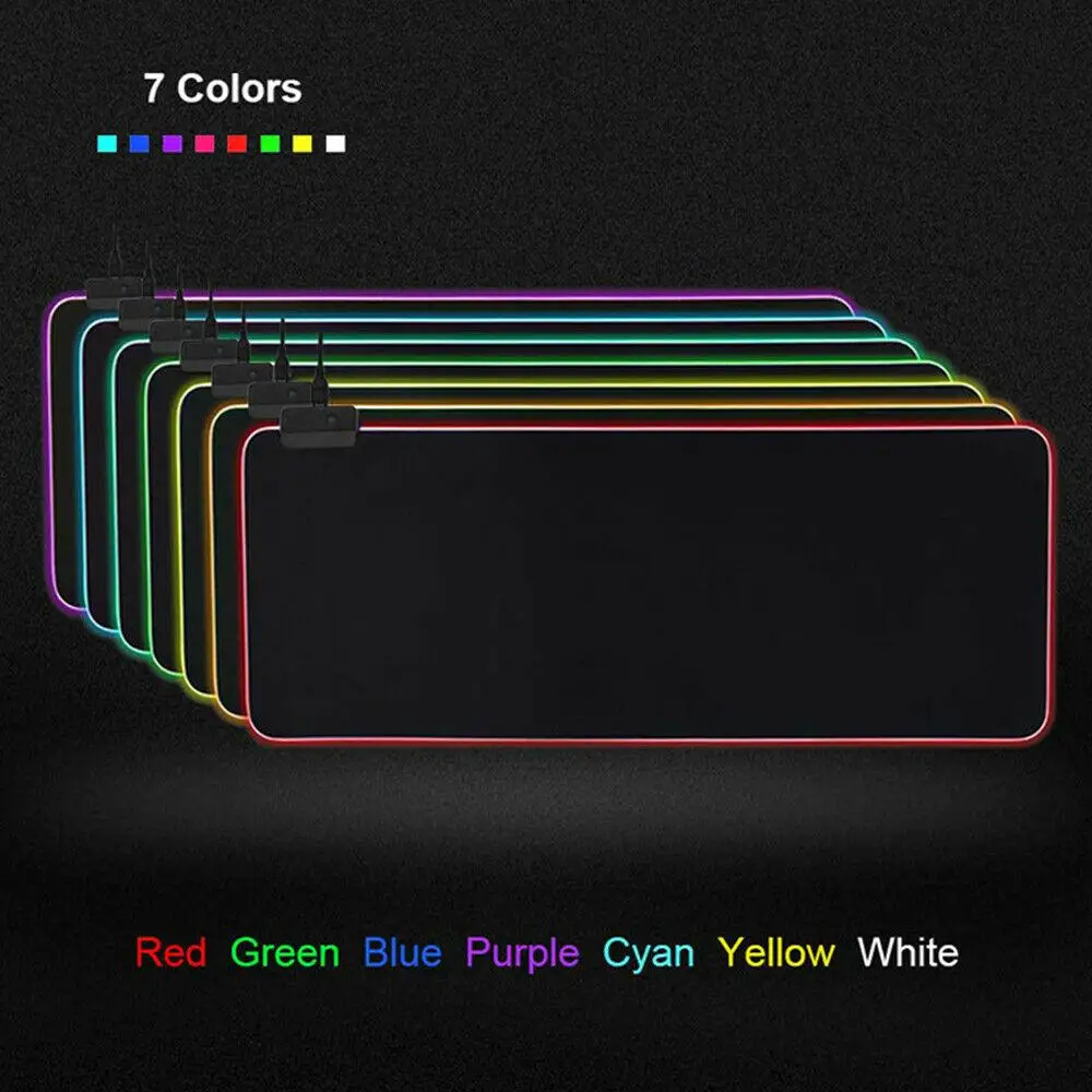 Игровой коврик для мыши RGB, Красочный светодиодный коврик для Геймерской Мыши, коврик для компьютерной мыши, коврик для клавиатуры, Настольный коврик для ПК, ноутбука, 350*250 мм