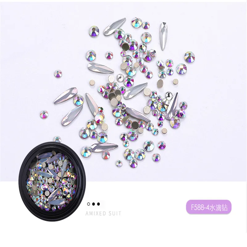 NEW 3D Nail Art Diamond Rhinestones Square Drop Heart Decals Wheel For Nail Tips Decorations DIY Nail Accessories