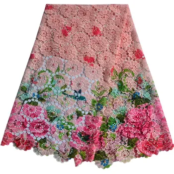 

high quality African net lace with beaded.latest French lace fabric.New fahsion African cord lace fabric for women dress70521B