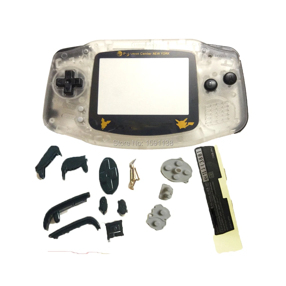 Горячее прибытие кристалл Цвет запасной Корпус чехол с логотипом для GameBoyAdvance ретро-Консоль Корпус карманная линза черные кнопки