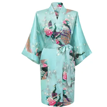 

Women Robe Sexy Wedding Gown Silk Robes For Bridesmaids Nightgown Sleepwear Nightdress Satin Bathrobe Royal Floral Kimono 010408
