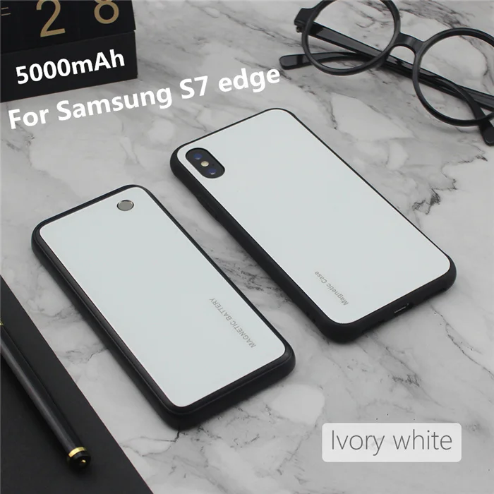 White for S7 edge NTSPACE 5000 мАч беспроводной магнитный чехол для зарядки аккумулятора для samsung Galaxy S7 Edge S8 Plus чехол для питания Портативный чехол для внешнего аккумулятора - Цвет: White for S7 edge