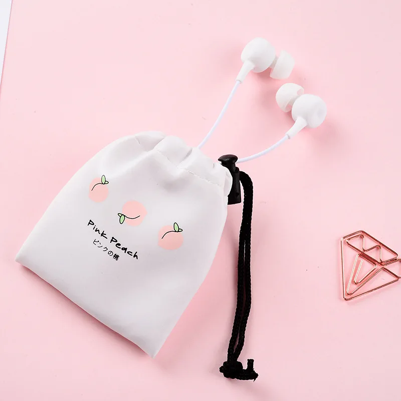 CHICLITS-Cute-Cartoon-Peach-Earphones-Colorful-In-ear-3-5mm-Earbuds-Mini-Storage-Bag-With-Mic (5)