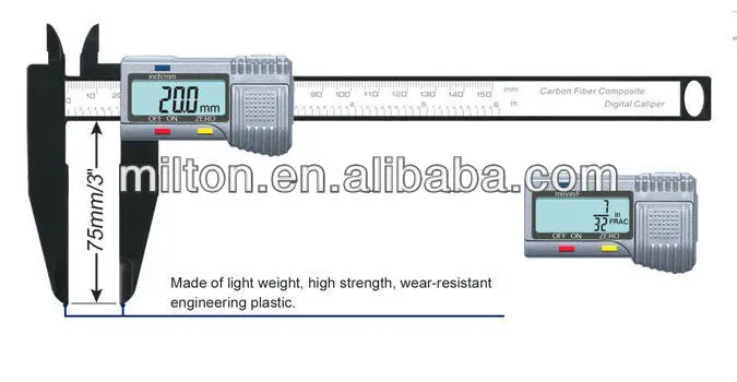 0-150 мм пластиковый цифровой штангенциркуль с челюстью длиной 75 мм, длинный щековый Электронный штангенциркуль