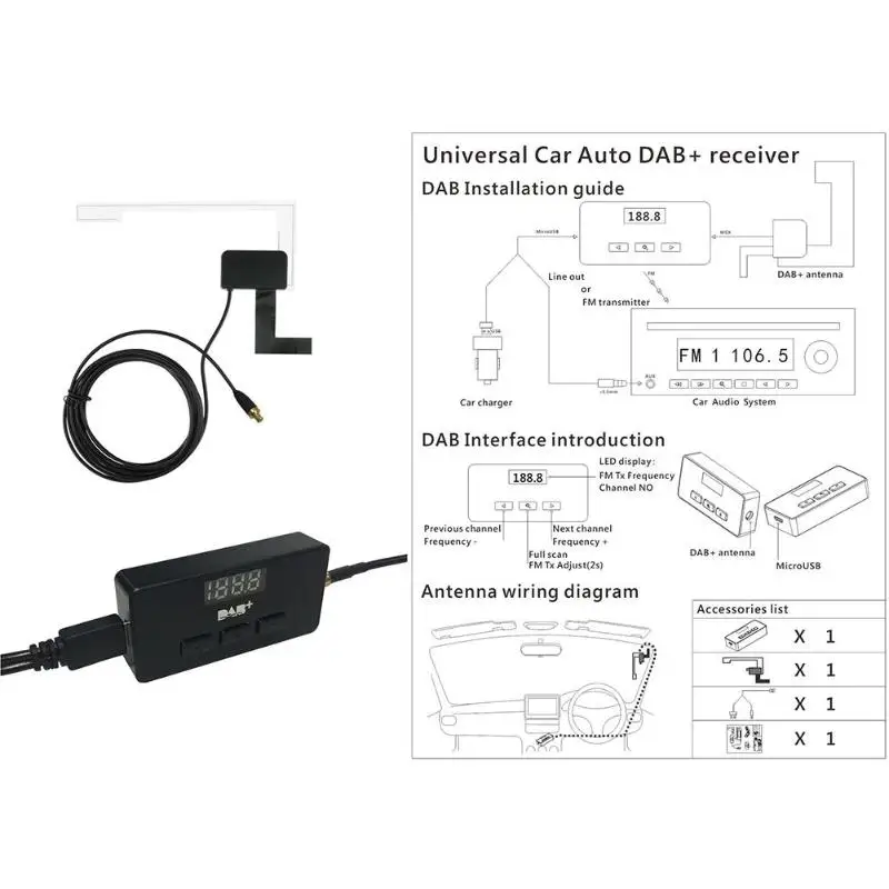Автомобильная dvd антенна цифровой аудио DAB/DAB+ коробка цифровой радио вещания ресивер FM-тюнер для европейского FM радио линии Выход FM