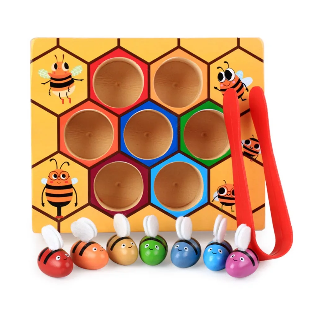 Деревянная детская игрушка клип-на улей игра пчела выбор игрушки для захватывания практики для ребенка раннего образования малыша игры улей