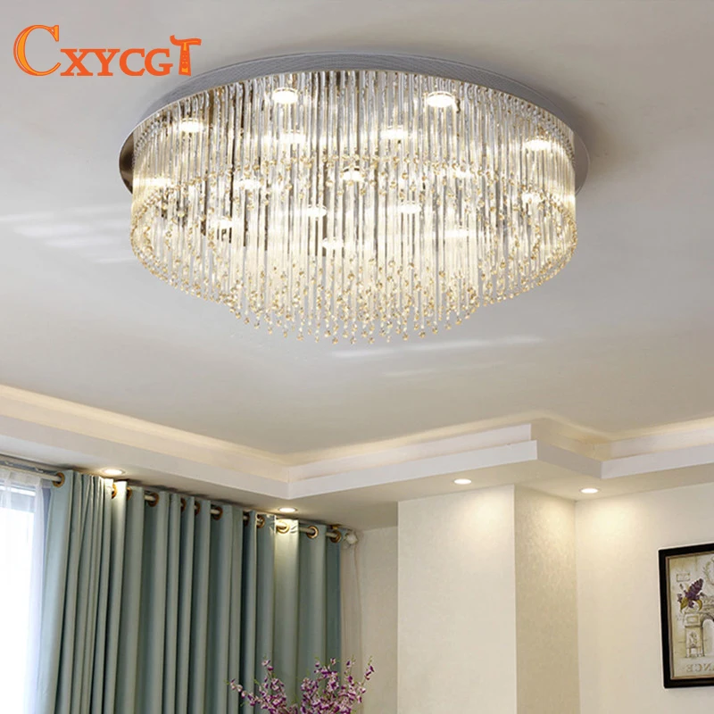 Us 204 0 25 Off Modern Led Crystal Large Round Ceiling Light For Living Room Bedroom Decoration Ceiling Lamp Indoor Lighting Fixture In Ceiling