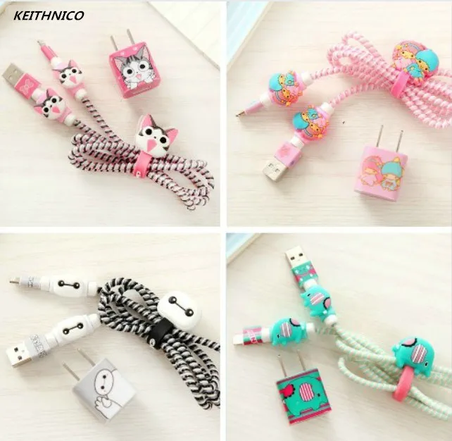 

USB Earphone Data Line Protector Cable Winder Cord Organizer Protection Wrap Charger Sticker For iPhone 5 5s 6 6s Plus 7 7plus