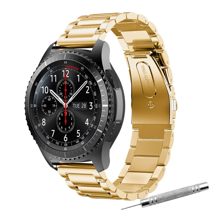 gold 16 мм 18 мм 20 мм 22 мм 24 мм ширина нержавеющей стали ремешок для samsung gear Sport S2 S3 Galaxy 42 мм 46 ремешок для часов, мм металлический браслет - Цвет ремешка: gold