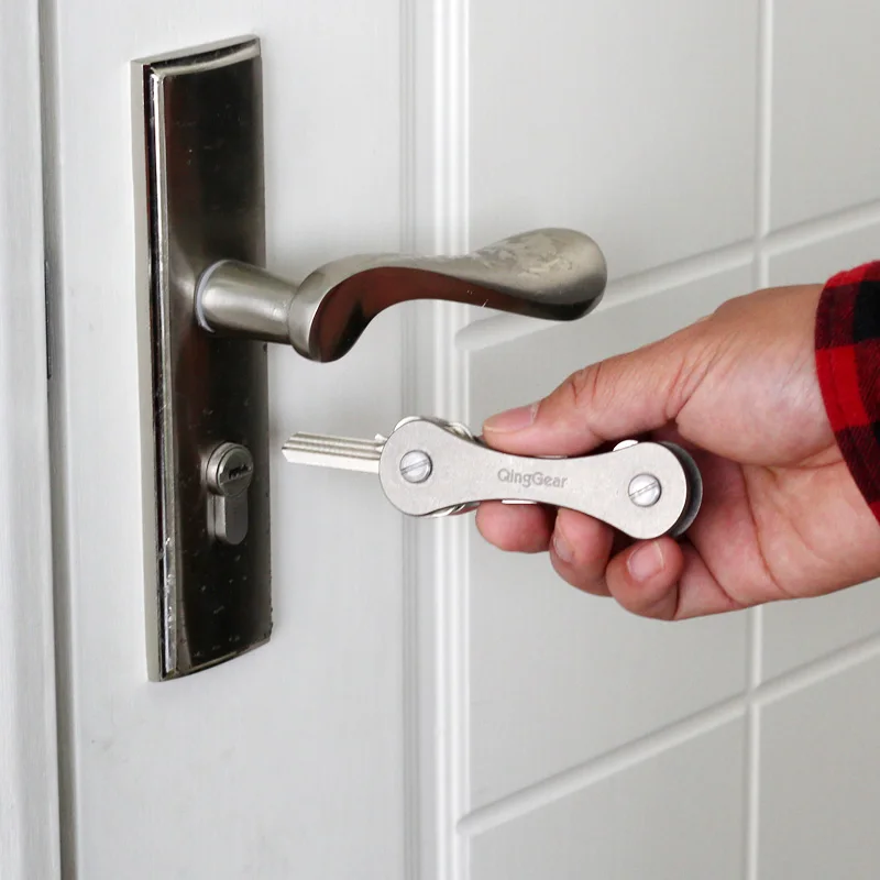 QingGear Keybone التيتانيوم ألياف الكربون الألومنيوم مفتاح المنظم سيارة مفتاح حامل شريط مجلد مفتاح كليب Pocke متعددة في الهواء الطلق مفتاح أدوات