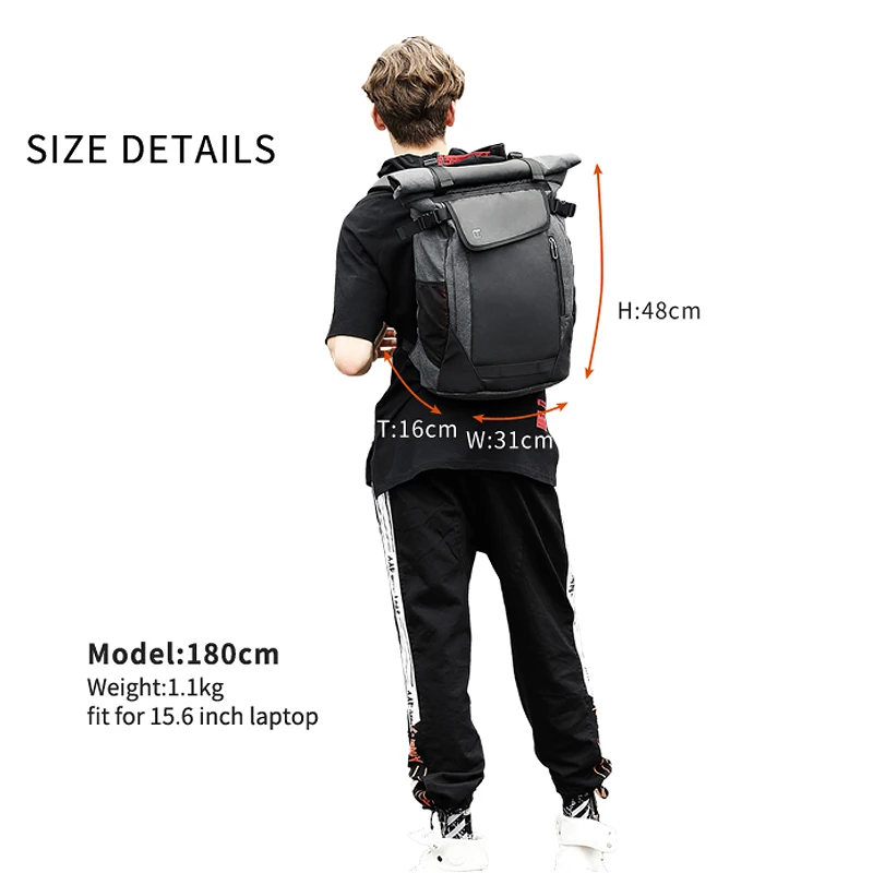  Tangcool Men Fashion Backpack Multifunction USB Charging Rucksack Men 17.3 inch Laptop Backpacks Ou