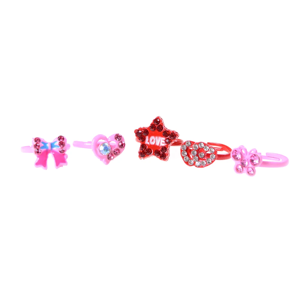 Acrylic Rhinestones Bow Star Ring With Box ajustable child size RINGS MOOD kids birthday party supplies