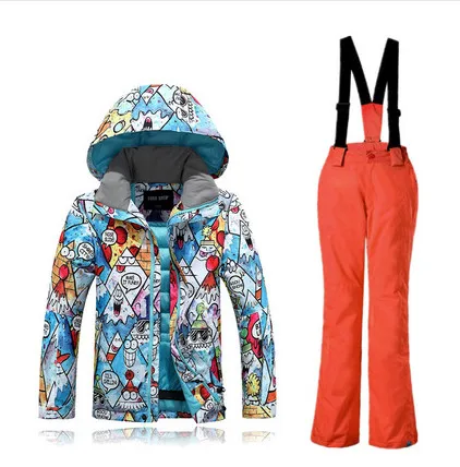 Gsou/комплект Снежная одежда для детей, милый леопардовый дизайн, водонепроницаемый и сохраняющий тепло дышащий водонепроницаемый лыжный костюм для мальчиков - Цвет: color4