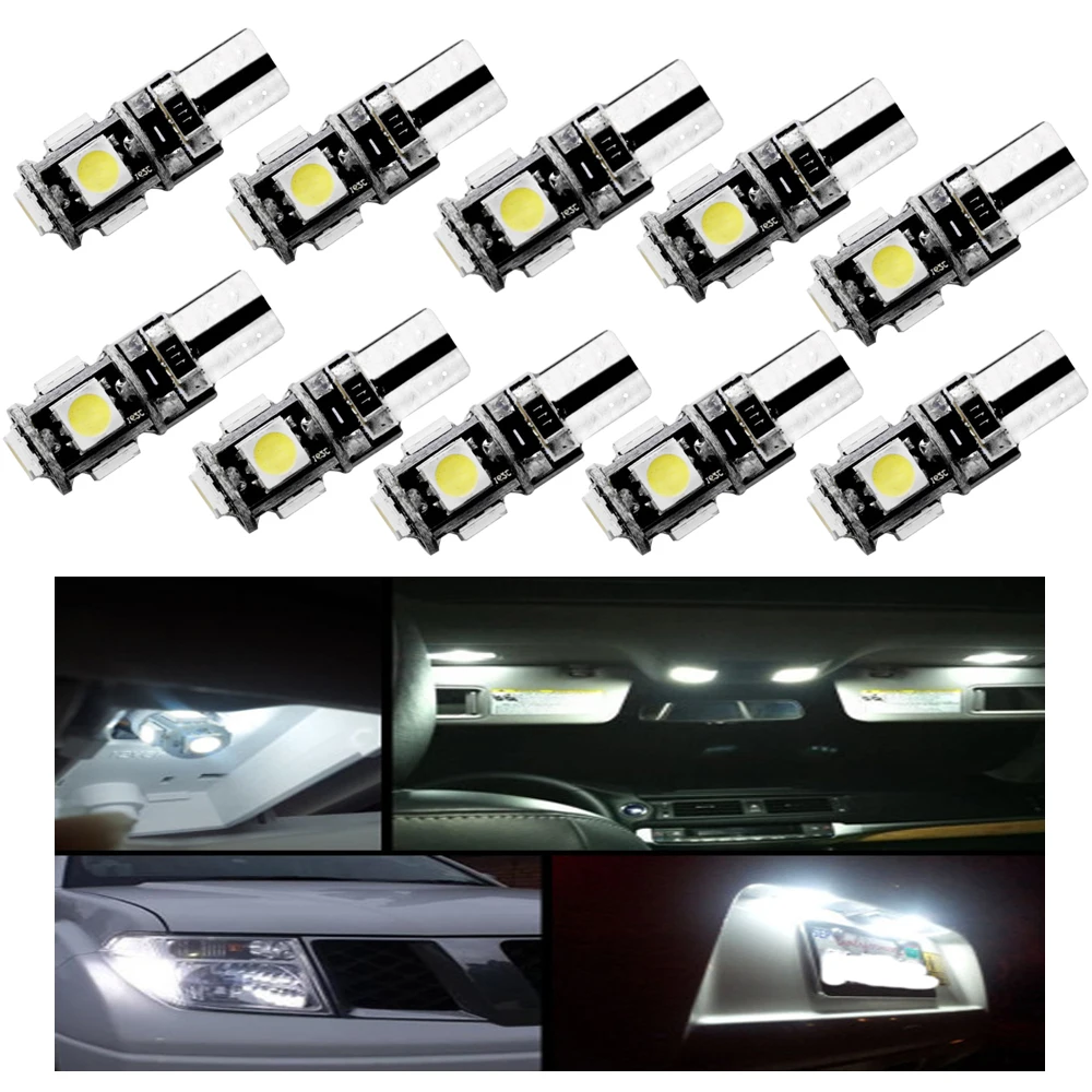 YSY 10 шт. светодиодный W5W T10 canbus 5050 5 smd 194 168 5smd ОШИБОК белый светильник лампа белого и