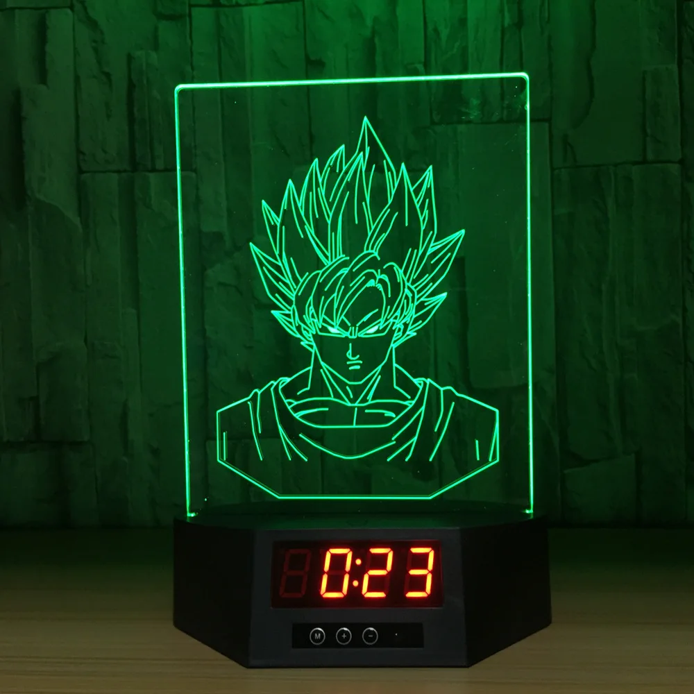 

3D Dragon Ball Z Super Figures Perpetual Calendar Time Night Light 7 Colors Changing Table Lamp For Children Bedroom Desk Lamp