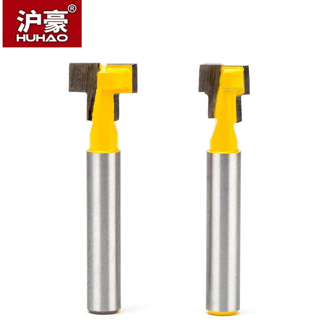 HUHAO 1pc 1/4″ Shank Woodworking Router Bits CNC Keyhole  Screw Hole Milling Cutter Tungsten Alloy Photo Frame T Type Cutter