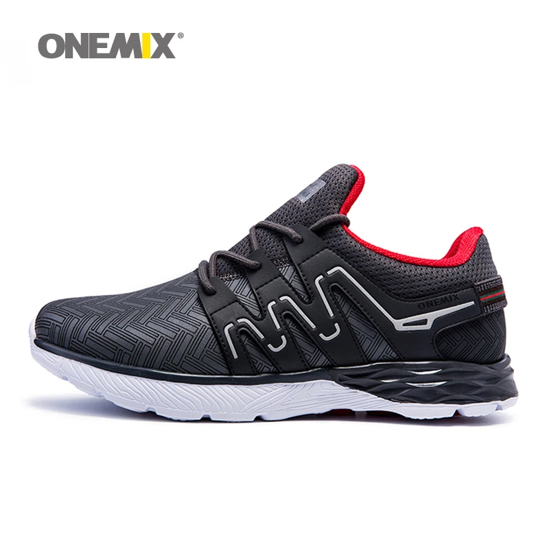 Onemix men running shoes warm autumn winter leather shoes reflective