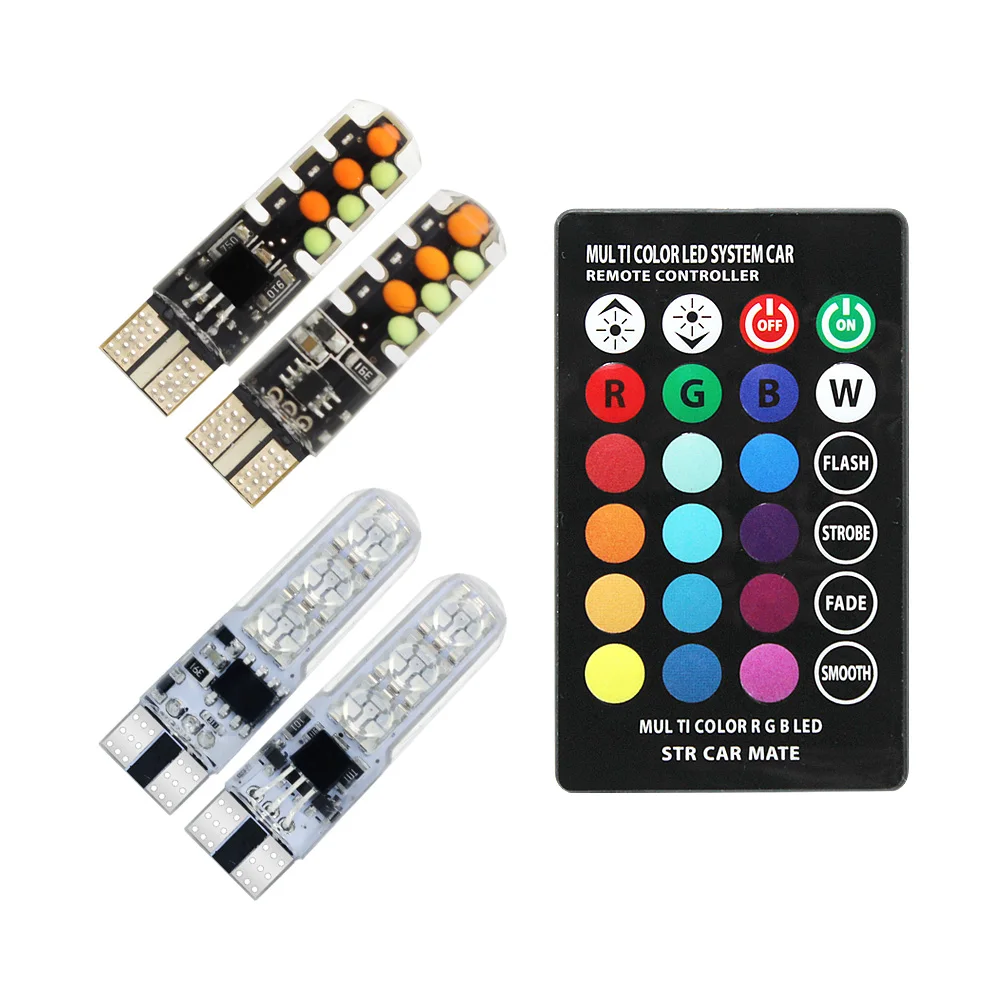 

1set T10 RGB LED W5W 194 5050 SMD Car Clearance Light Dome Reading Bulb 12V COB RGBW Auto Interior Light Atmosphere Lamp