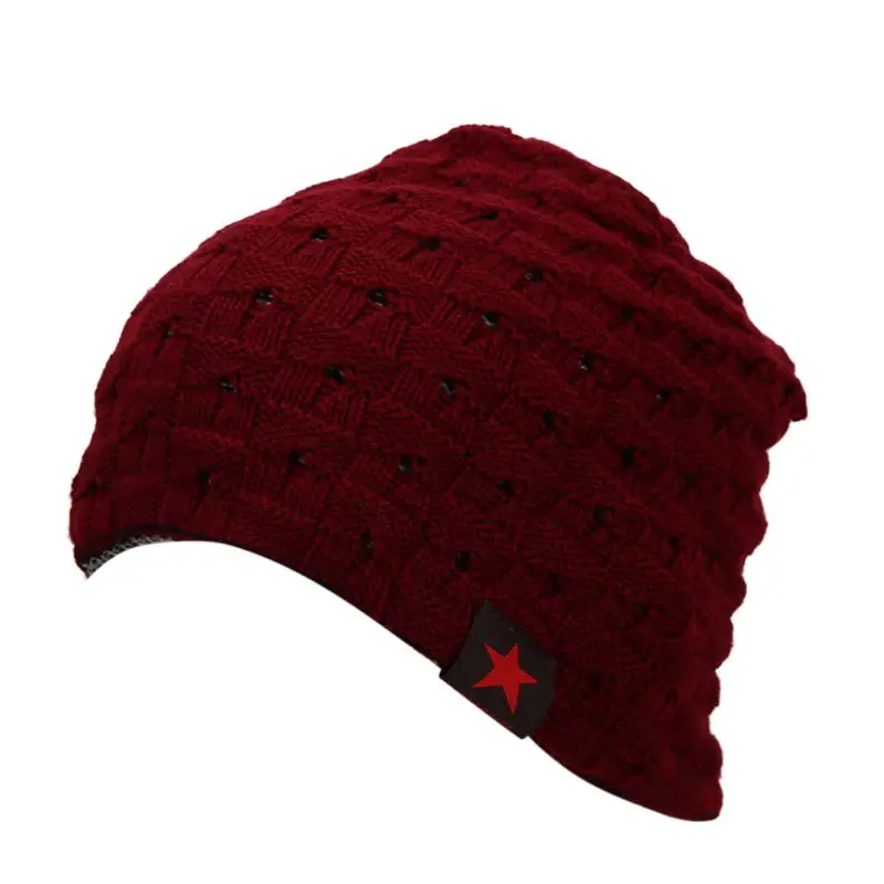 

Cozy Twisted Flowers Winter Openwork Hats Knit Caps Men's Knit Beanie Reversible Baggy Caps