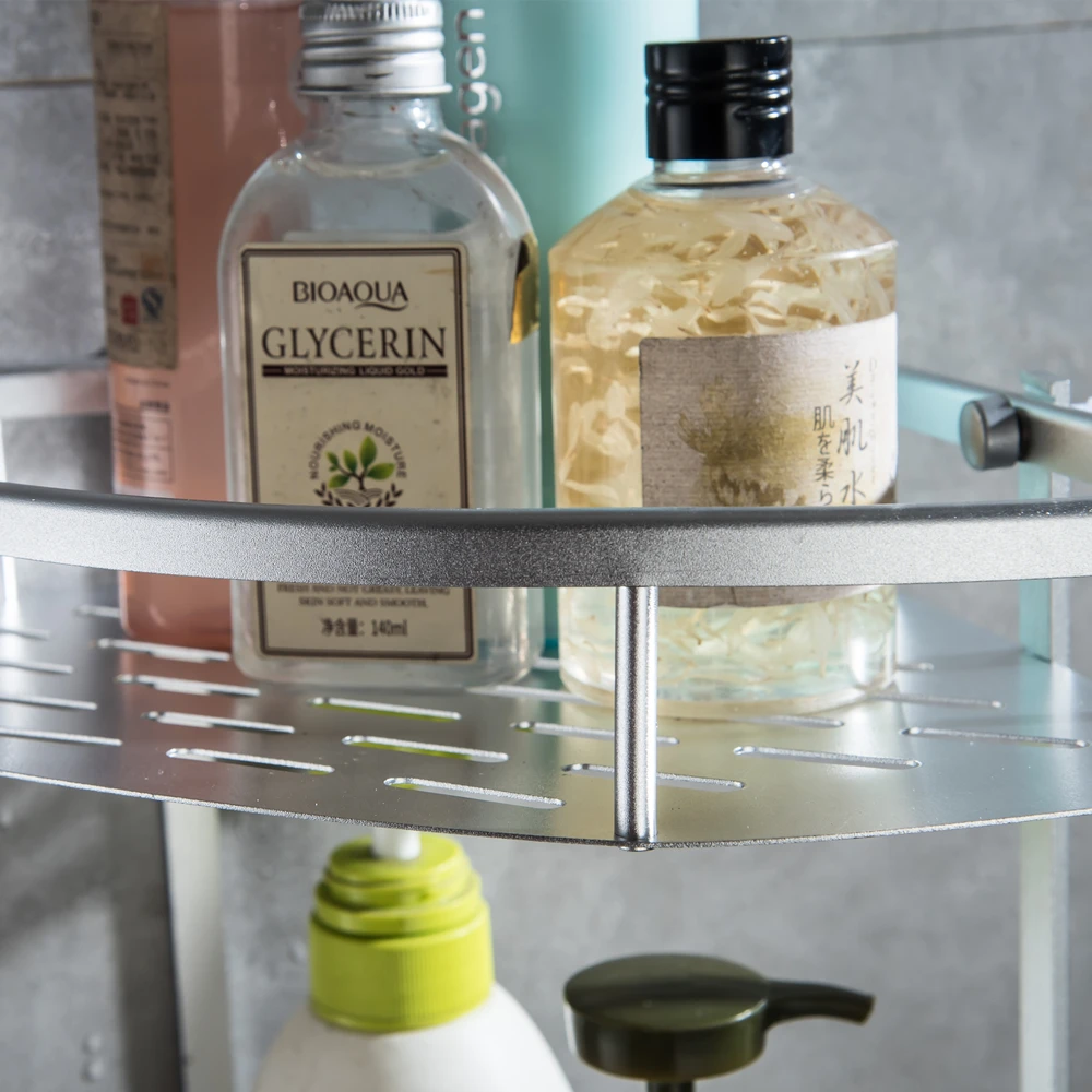 05Aluminium Bathroom Shower Bath Holder For Shampoos Shower Gel Kitchen Home Balcony Shelf Hanging Storage Rack Kitchen Bracket 23