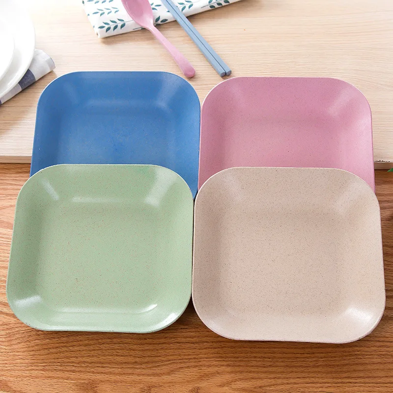 Пластиковые тарелки, разлагаемые легкие пшеничные соломенные тарелки, разбитые многоразовые обеденные тарелки для взрослых