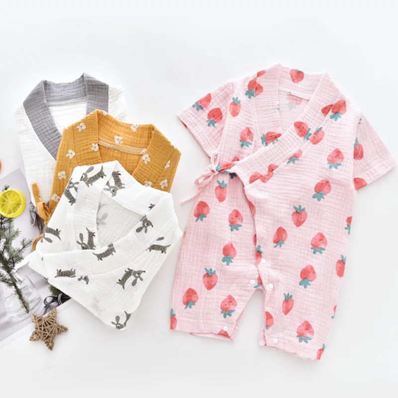 0-24M Toddler Infant Baby Girls Button Down Dresses Cute Floral Print Short Sleeve Pocket Dresses Retro Comfy Pajamas