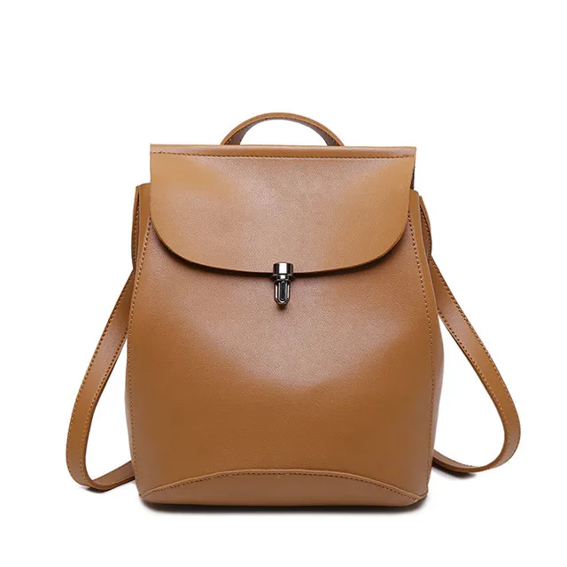 Кожаный рюкзак из вощеной кожи, модный рюкзак для путешествий на открытом воздухе из искусственной кожи в стиле ретро, простой рюкзак mochilas mujer, женская сумка, рюкзак, женские модели NB187 - Цвет: brown