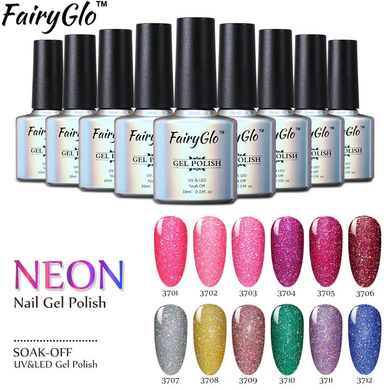 

FairyGlo 12pcs/lot Bling Gel Polish Buffer File UV LED Neon Gel Nail Polish Set Varnishes Gel Lak Nail Art Set Kit Manicure Tool