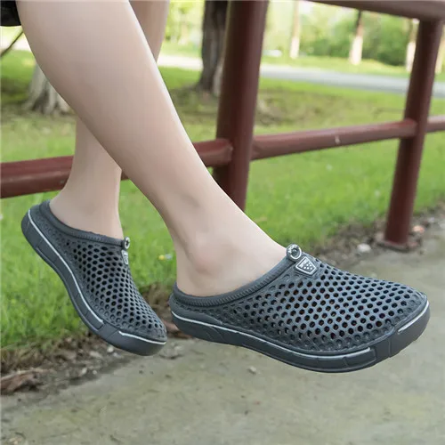 HoYeeLin/женская летняя водонепроницаемая обувь; дышащая пляжная обувь на плоской подошве; легкие шлепанцы без застежки с вырезами - Цвет: Серый