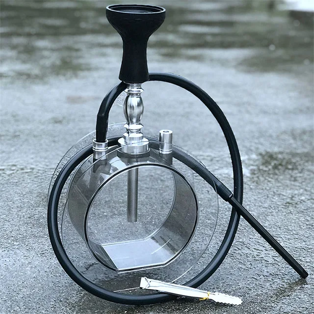 Акриловый круглый Водопровод набор кальян с трубой кальян Sheesha Chicha силиконовый шланг чаша металлические щипцы аксессуары вечерние подарок - Цвет: B