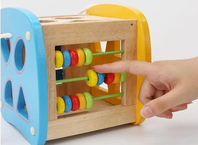 Портативный Форма кубик с прорезями геометрический блочный Интеллектуальный коробка счеты деревянный ксилофон обучающие игрушки для малышей, детей