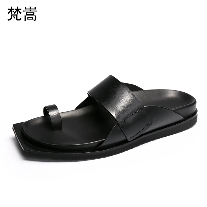

Personality cowhide slippers mens summer Genuine leather slippers men casual casual Shoes beach outdoor Flip Flops sandals