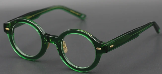 Высокое качество, ручная работа, японская ацетатная оправа, ретро очки, очки для глаз, круглая оправа, толстая черепаховая оправа, уличный стиль - Цвет оправы: Green