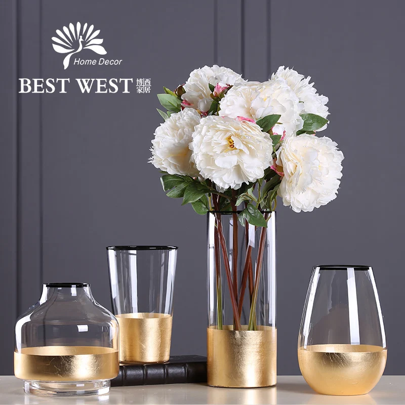 Gold Vase Storage Cup Glass Vase Home Desktop Decor Vase On Promotion