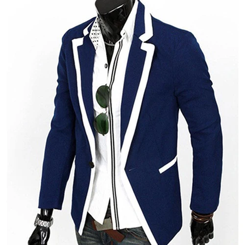 Men Fashion Slim Suit Business Notch Lapel One Button