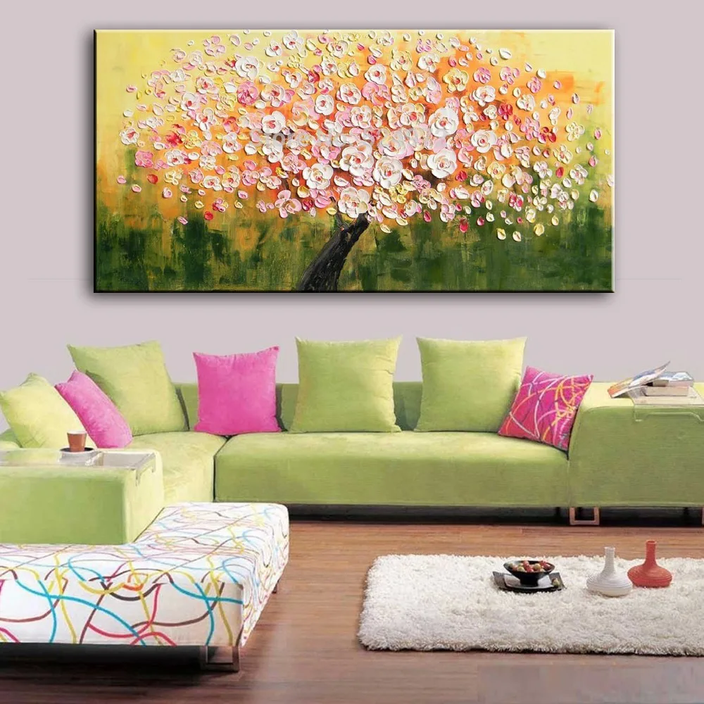 

NEW 100% hand painted oil painting Home decoration high quality flower knife painting pictures on canvas DM1609108