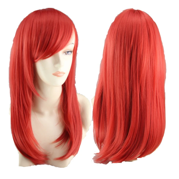 

Shoulder Length Straight Cosplay Wig Costume Anime Charm Red Synthetic Hair Lolita Wigs Women Halloween Party Perucas Pelucas