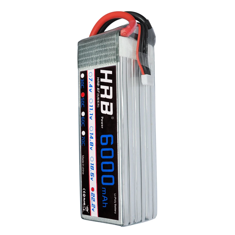 Аккумулятор HRB Lipo 6S 22 2 V 6000mAh 50C Max 100C для радиоуправляемого дрона FPV Вертолет UAV