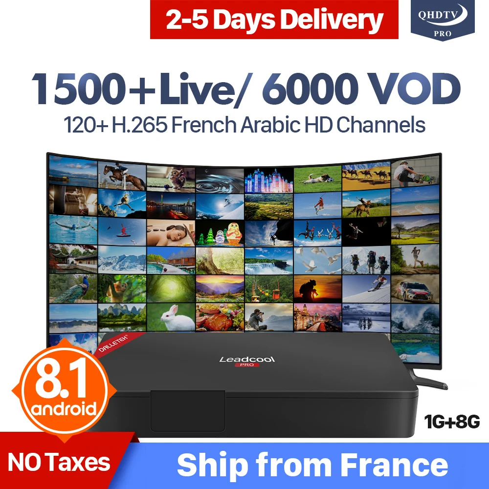 Code IPTV 1 Year Arabic QHDTV Pro 1 Year IP TV Box Leadcool Pro Android 8.1 RK3229 France IPTV Subscription IP TV H.265 Channels