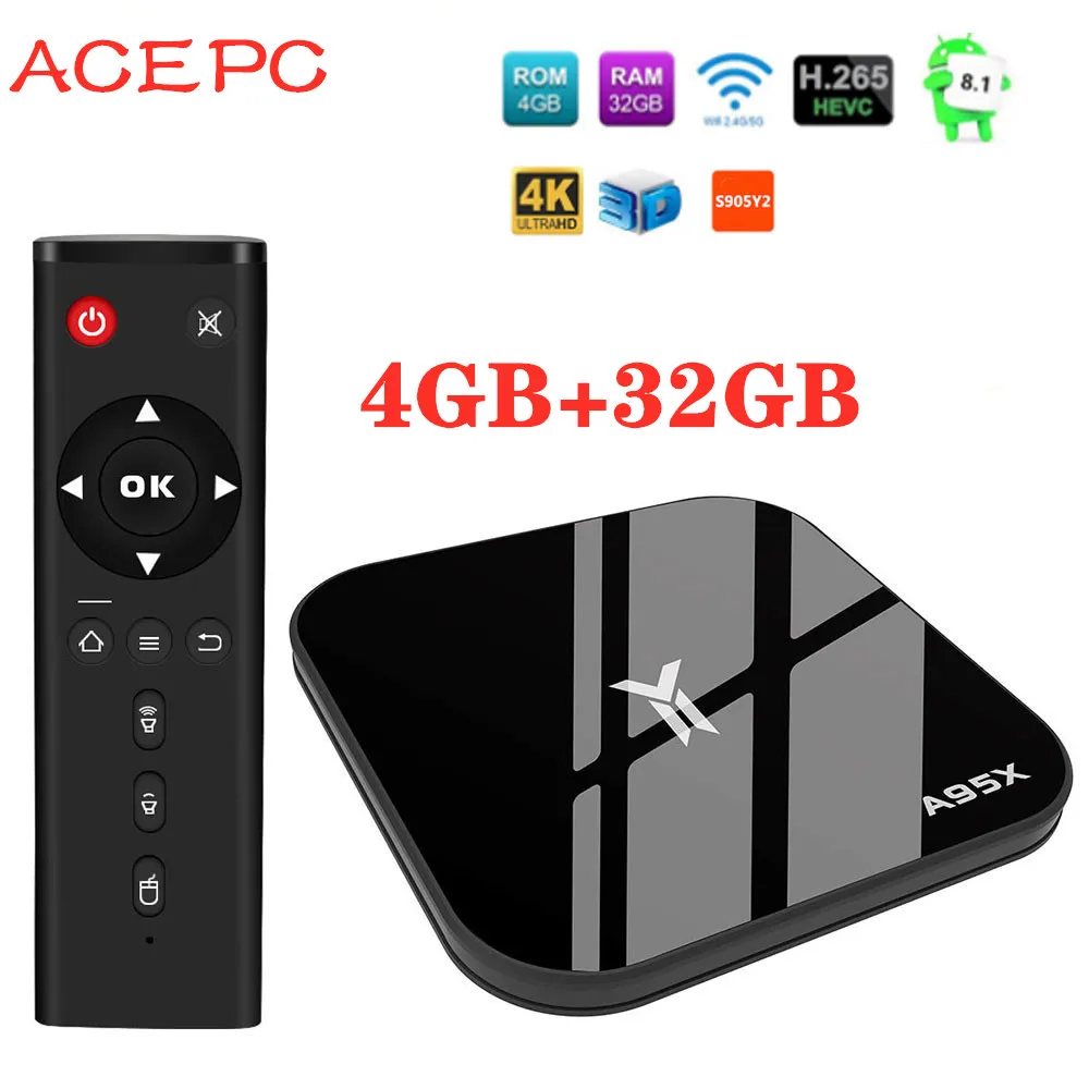 

4k Android TV Box Amlogic S905 Y2 4G 32GB ROM 2.4G /5G WiFi USB3.0 BT4.2 Android box tv smart tv 1000M LAN Media Player PK X96