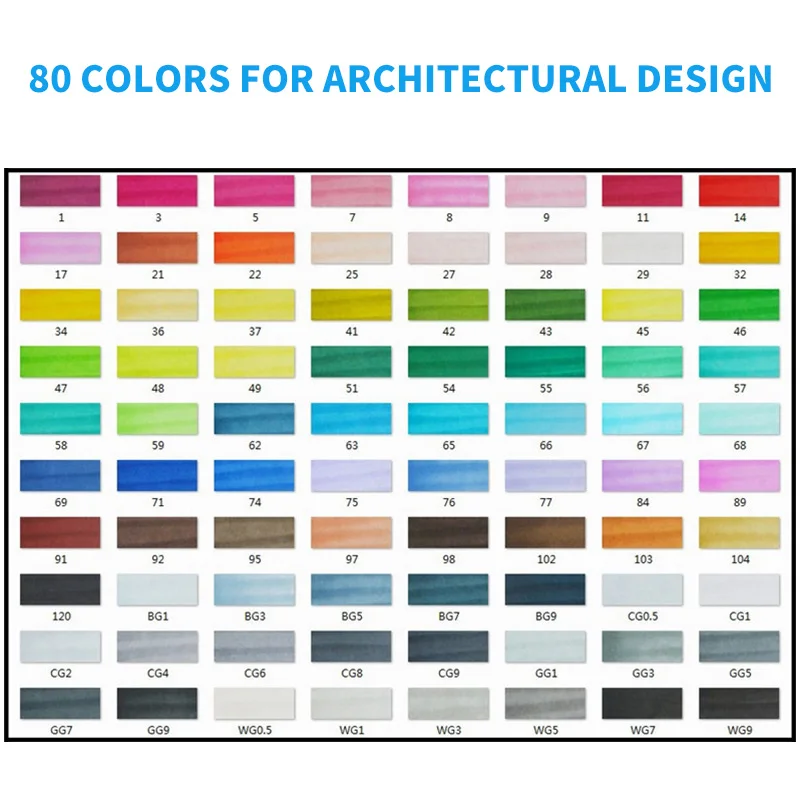 STA 30/40/60/80 Цвета маркер для рисования на спиртовой основе Маркеры Набор ручек для рисования комиксов двойной светодиодный Эскиз Маркер ручки для дизайна расходные материалы - Цвет: 80 Architectural Set